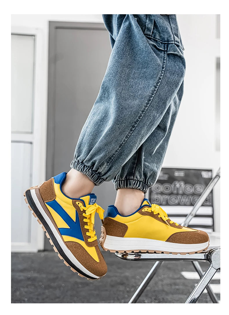 Men's Casual Sneakers Breathable Running Sport Shoes Tennis Sneakers Lace Up Platform Trainers Shoes