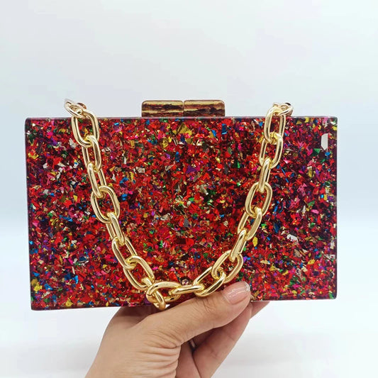 Women's Acrylic Boho Clutch Crossbody Handbag