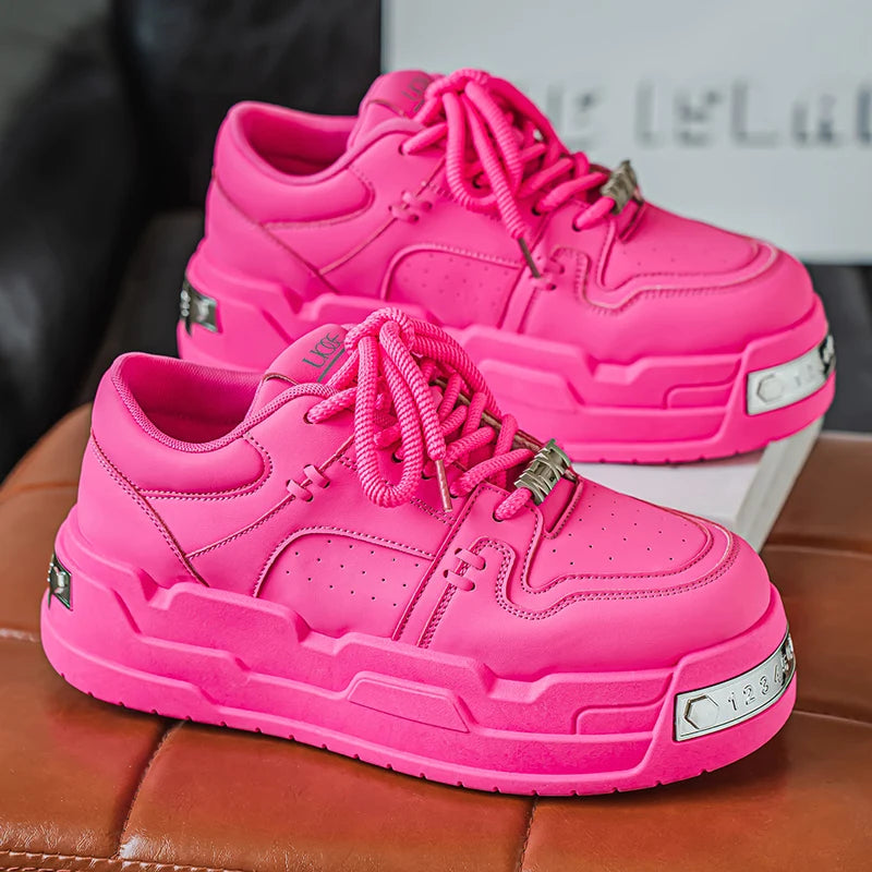 Men's Platform Sneakers - Metal Detail Sports Trainers