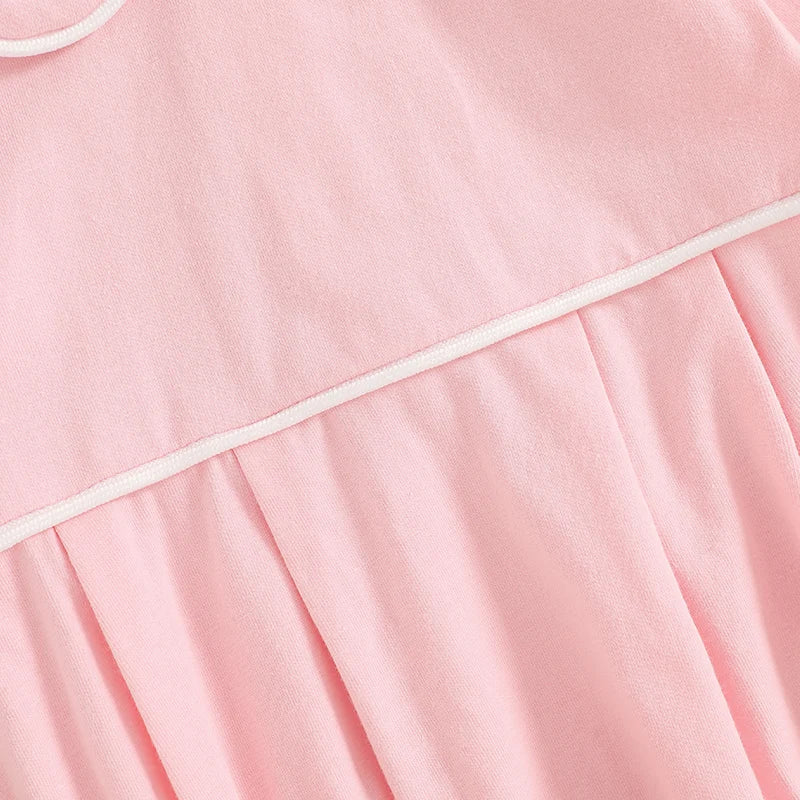 Baby Romper with Doll Collar - Long Sleeve Contrast Line Bodysuit