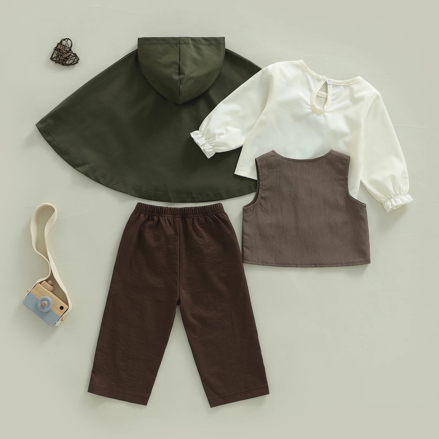 Toddler Boys Fall Winter Gentleman Clothing Set - 4-Piece Outfit with Shirt, Pants, Vest & Cape (0-4Y)