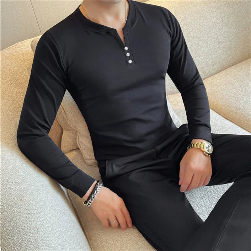 Men's Slim Fit V-Neck Cotton T-Shirt