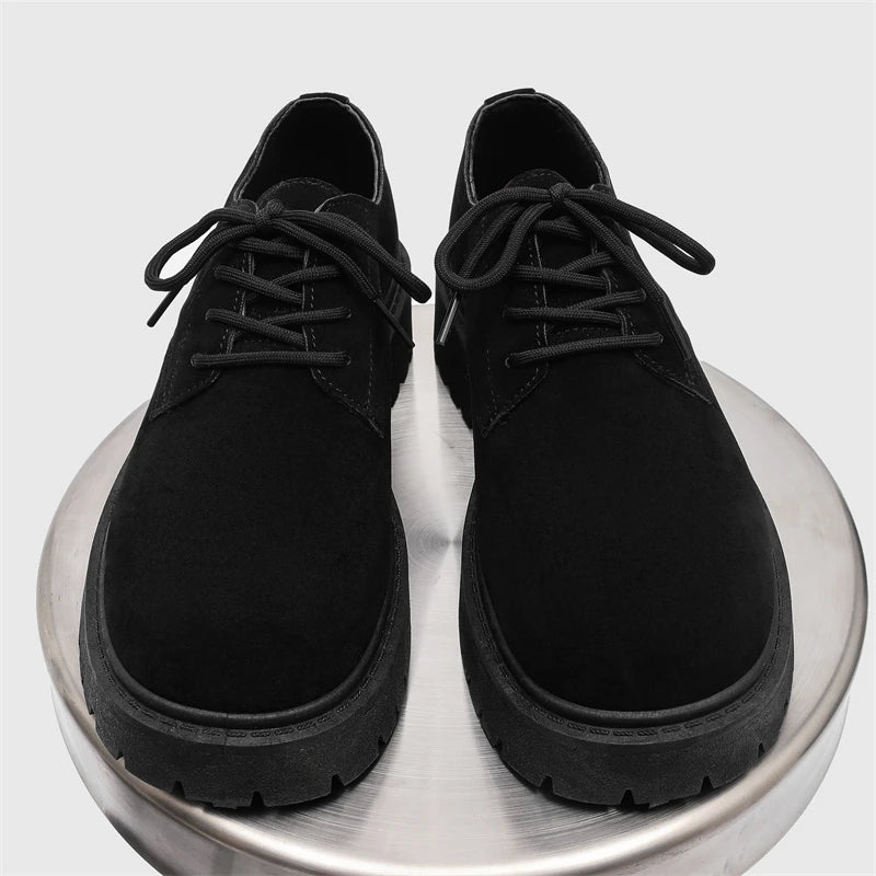 Men's Platform Suede Leather  Lace-up Casual British Shoes