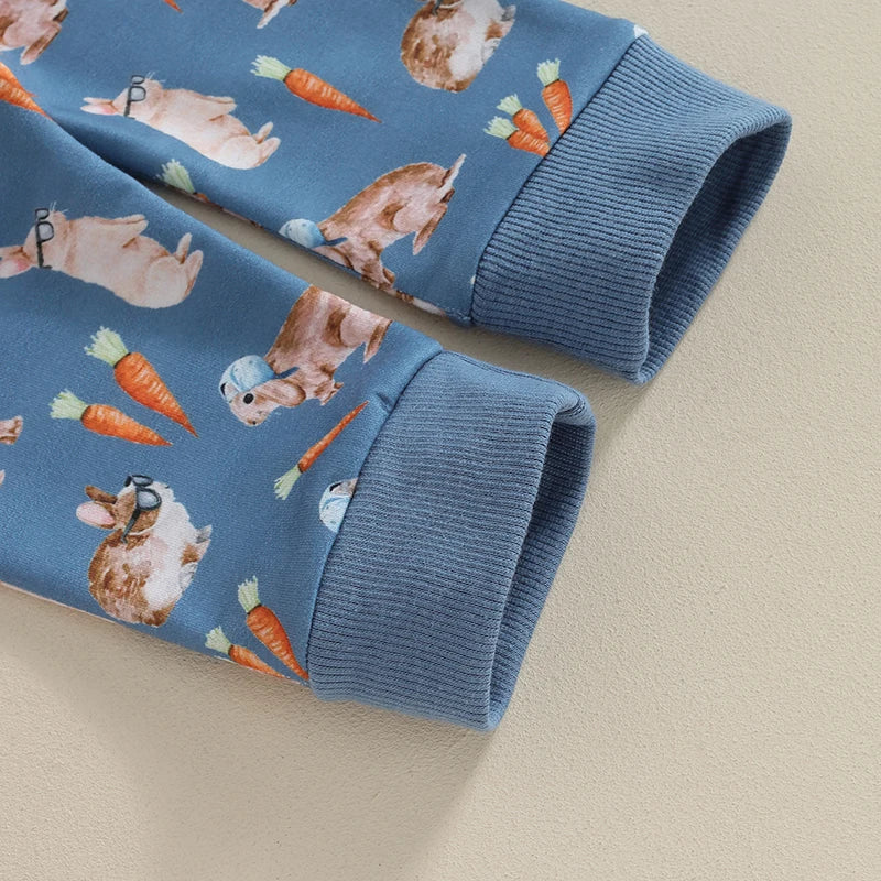Toddler Boys Easter Outfit Set - Two Piece Rabbit Print Set