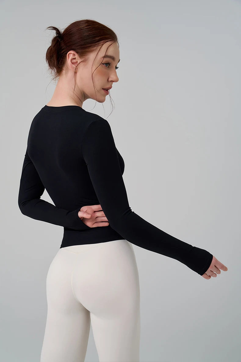 Long Sleeve Gym Top - High Elastic Breathable Yoga Fitness Workout T-Shirt