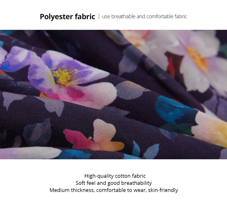 Women's Oversized Floral Print A-Line Midi Dress