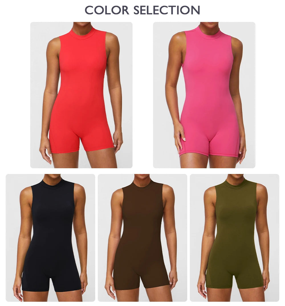 Women's Slim Fit One-Piece Sports Jumpsuit — Sleeveless Open Back Yoga Set