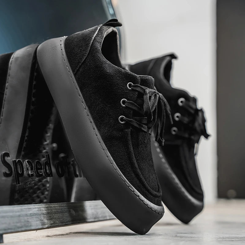 Men's Platform Suede Shoes Lace Up Shoes