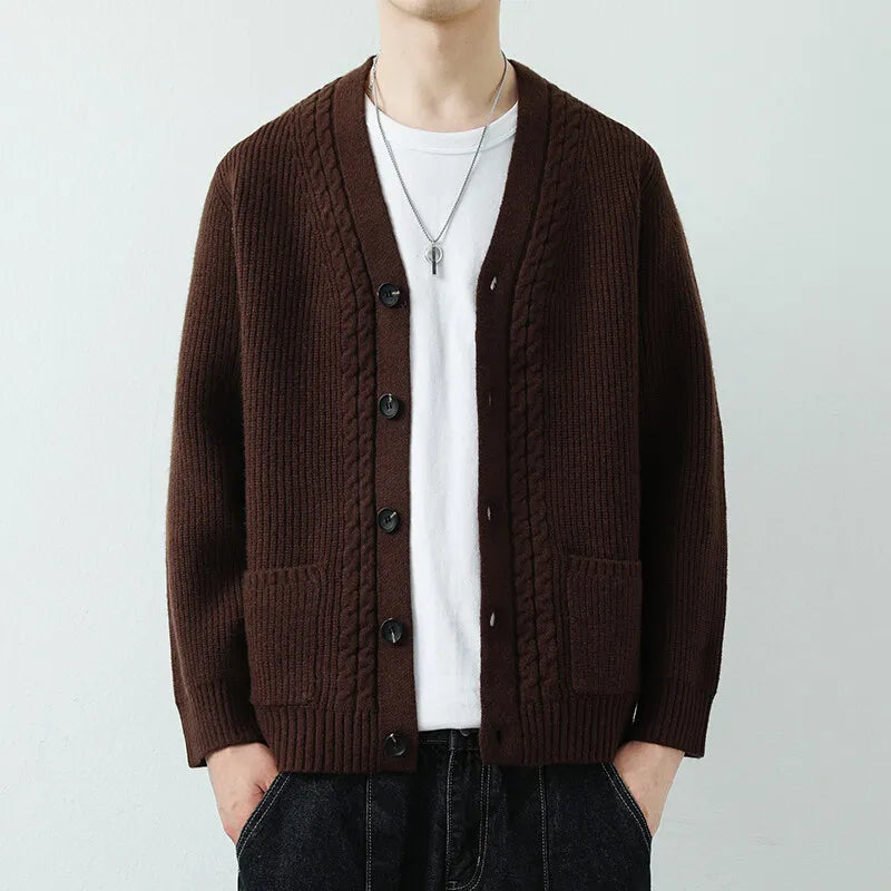 Men's Knit Cardigan Sweater - Slim Fit V-Neck Sweatercoat Outerwear