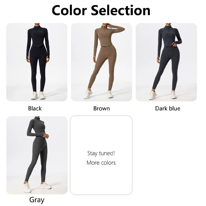 Ultra-Soft 2-Piece Gym Set - Long Sleeve Jacket & High Waist Leggings