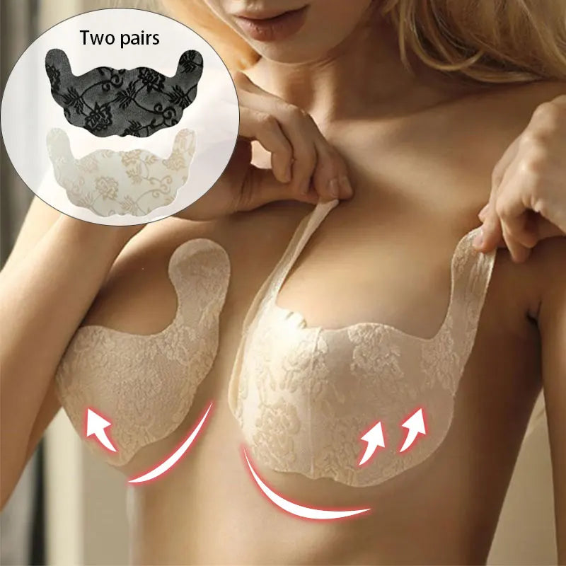 Women's Self-Adhesive Strapless Bra - Invisible Lift Tape & Gel Pads
