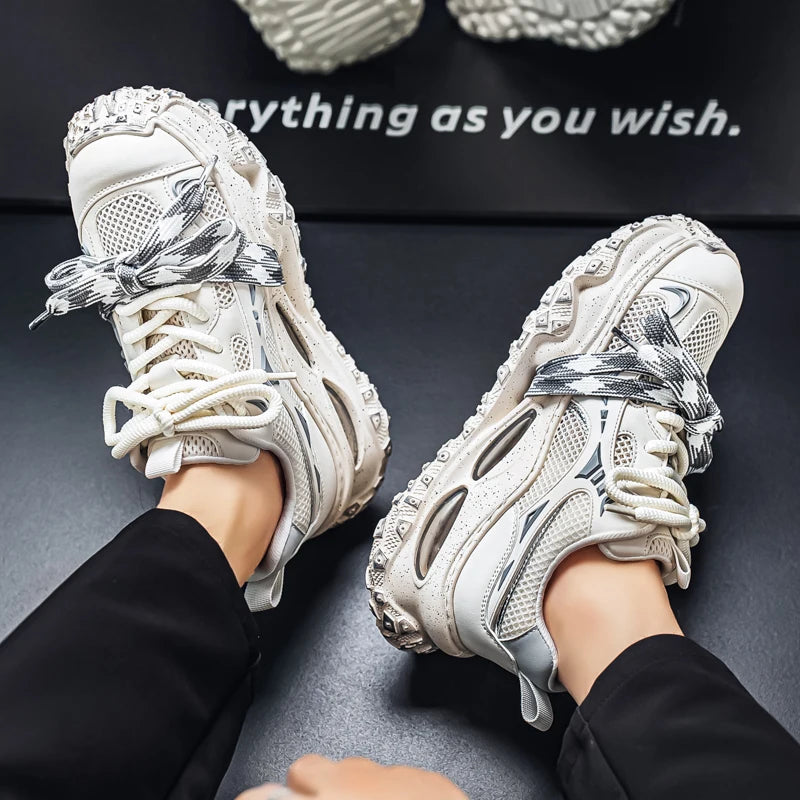 Platform Strap Sneakers - Men's Breathable Skateboard & Tennis Trainers