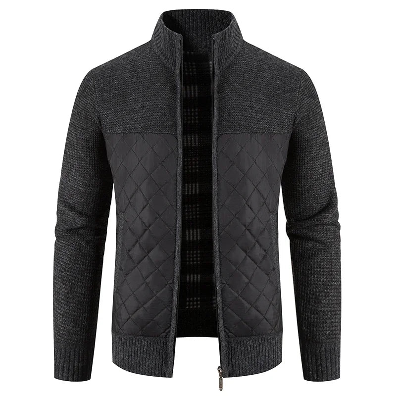 Men's Cardigan Sweater - Patchwork Warm Knitted Coat