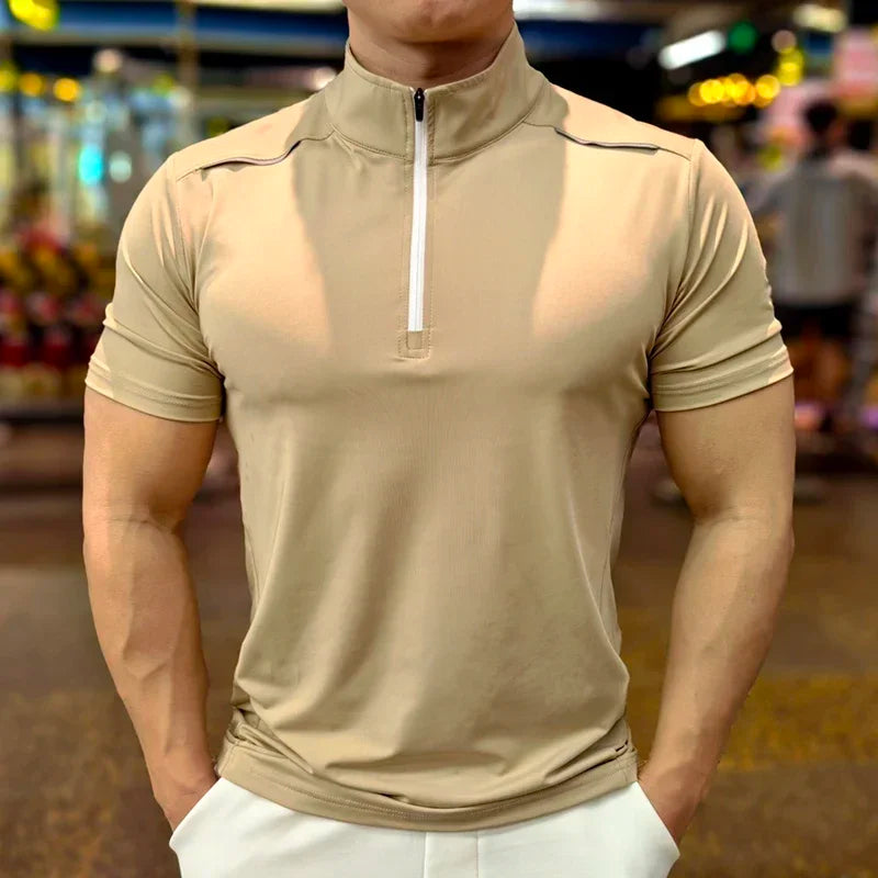 Men's Running Short Sleeve Fitness Muscle Fit Gym Jogging Sports Tennis Elastic Breathable T-Shirt