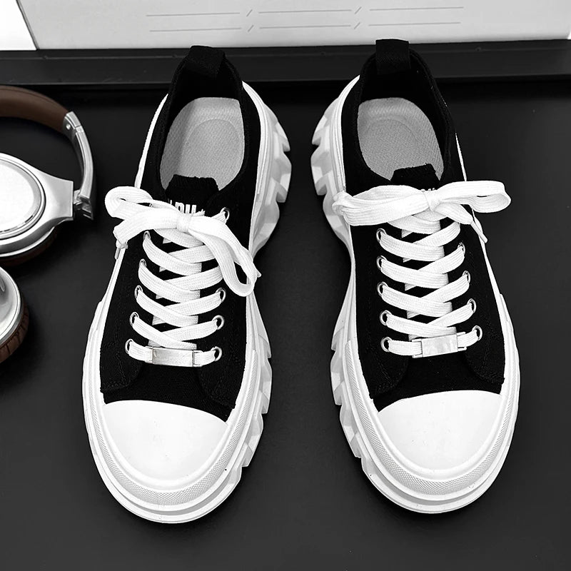 Men's Autumn Platform Walking Shoes - Chunky Thick Sole Lace-Up Sneakers