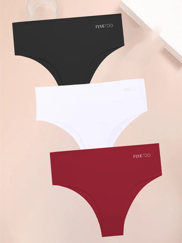 3PCS Women's Seamless Plus Size Underwear High Waist Briefs Stretch Comfortable Traceless Lingerie