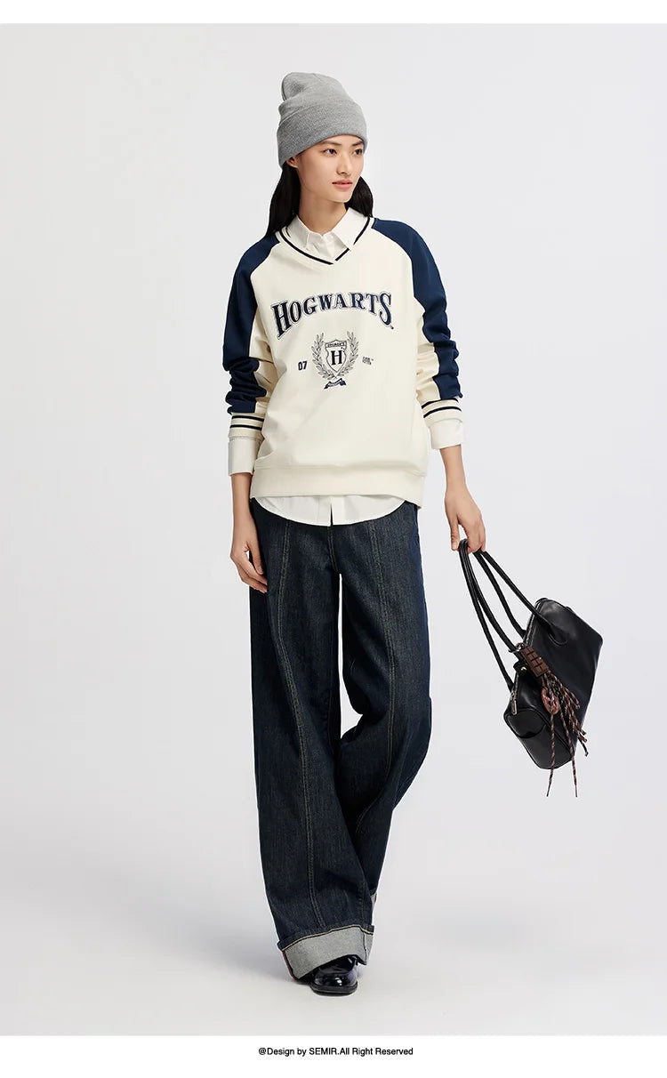 Women's Rolled Hem Loose Wide Leg Long Trousers