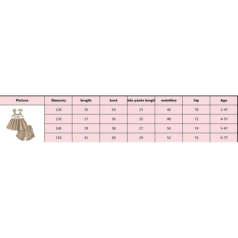 3-7Y Toddler Kids Girls  Clothes Set 2pcs Sleeveless Tie-up Duck Embroidery Camisole with Ruffled Plaid Shorts