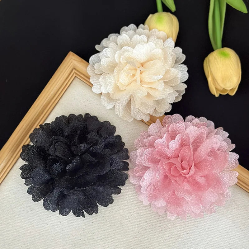 Camellia Chiffon Flower Brooch - Elegant Lapel Pin Wedding Corsage