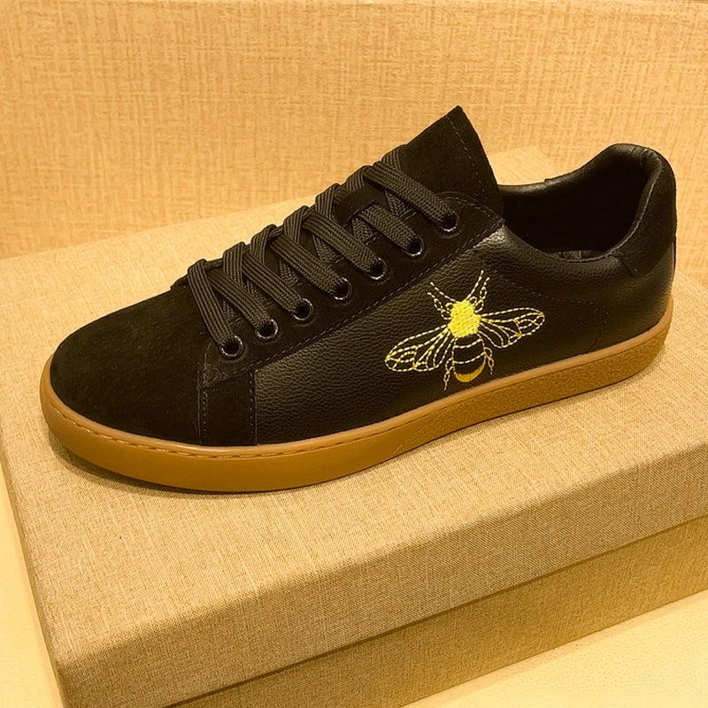 Men's Autumn Leather Casual Shoes - Soft Lace-Up Running Sneakers