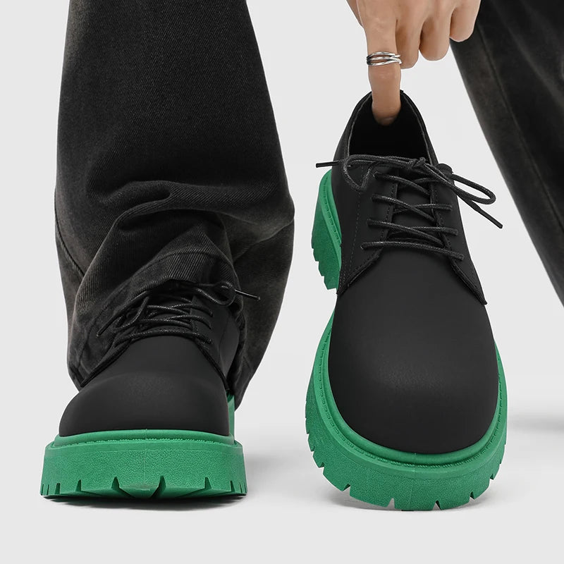 Platform Derby Shoes - Men's Genuine Leather Business & Casual Footwear