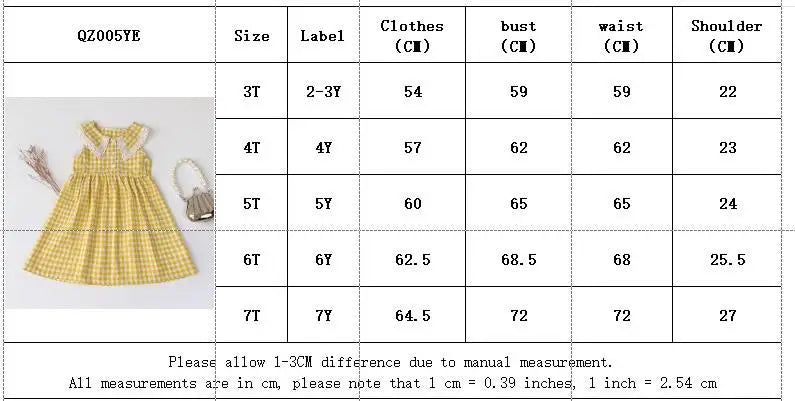 Girl's Lace Lapel Princess Sleeveless Plaid Print Dress