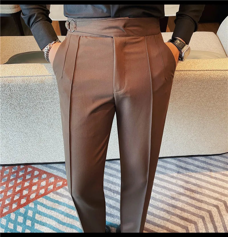 Men's British Style Slim Fit Smart Casual Trousers