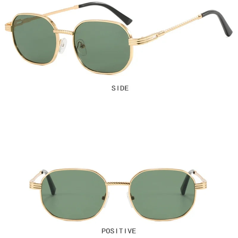 Elliptical Metal Small Frame Sunglasses UV400