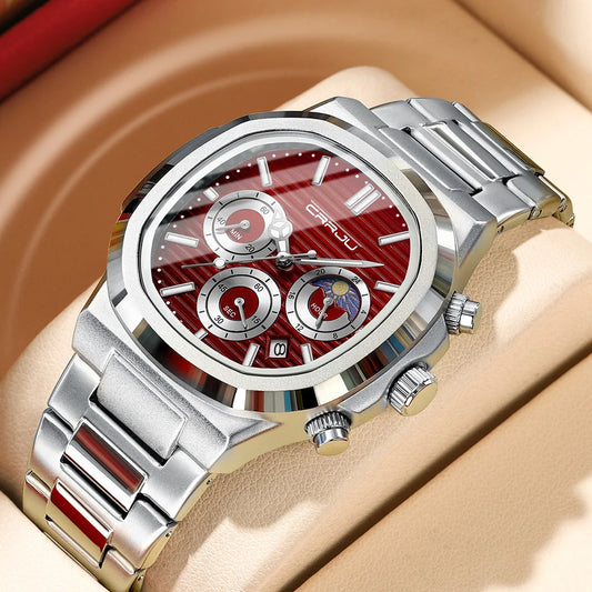 Men's Waterproof Pilot Chronograph Watch - Luminous Stainless Steel Timepiece