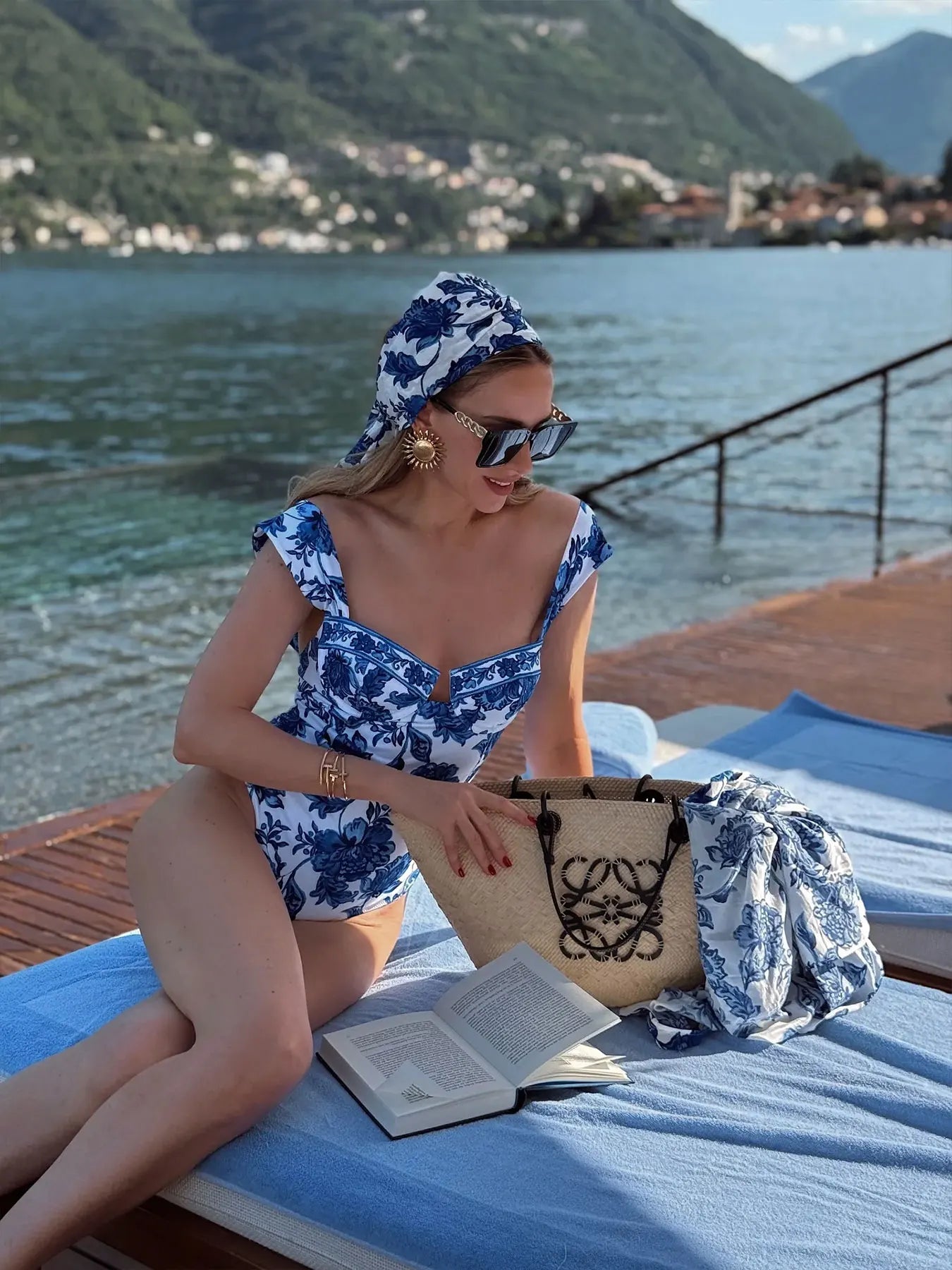 Printed One Piece Swimsuit with Cover Up - Monokini Set