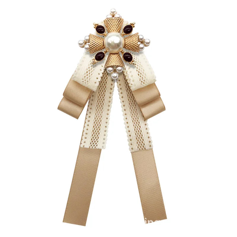 Retro Pearl Bow Brooch