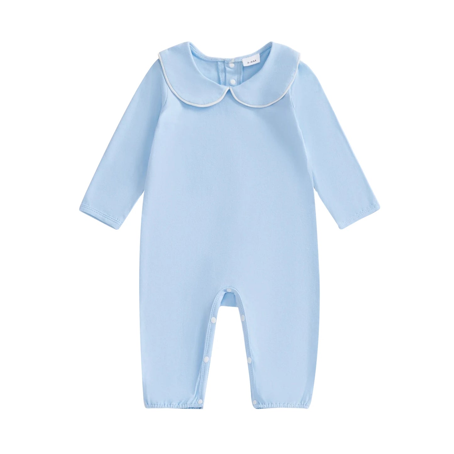 Baby Girls Boys Autumn Winter Long Sleeve Doll Collar Snap Closure Romper Jumpsuit