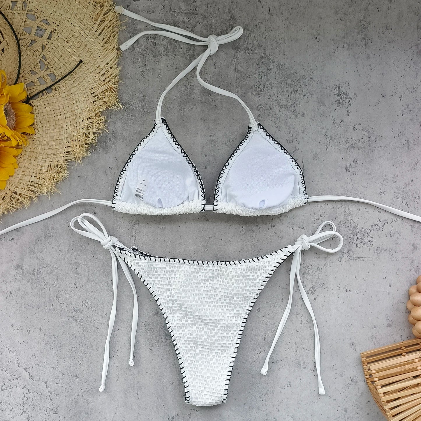 Three-Piece V-Neck Bikini Set with Cover-Up Skirt - Summer Swimwear