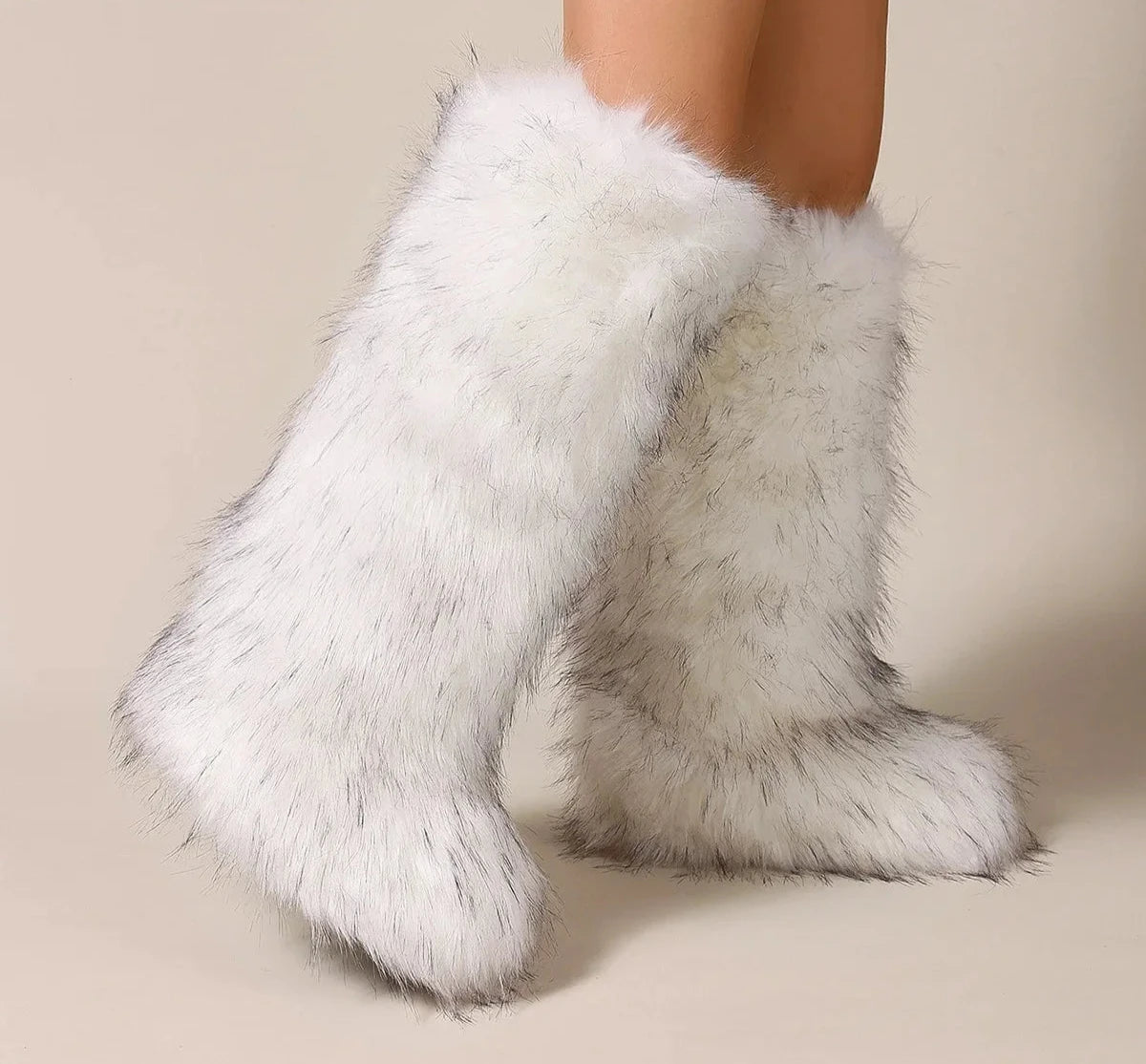 Women's Winter Thigh High Fluffy Plush Knee High Fur Faux Boots