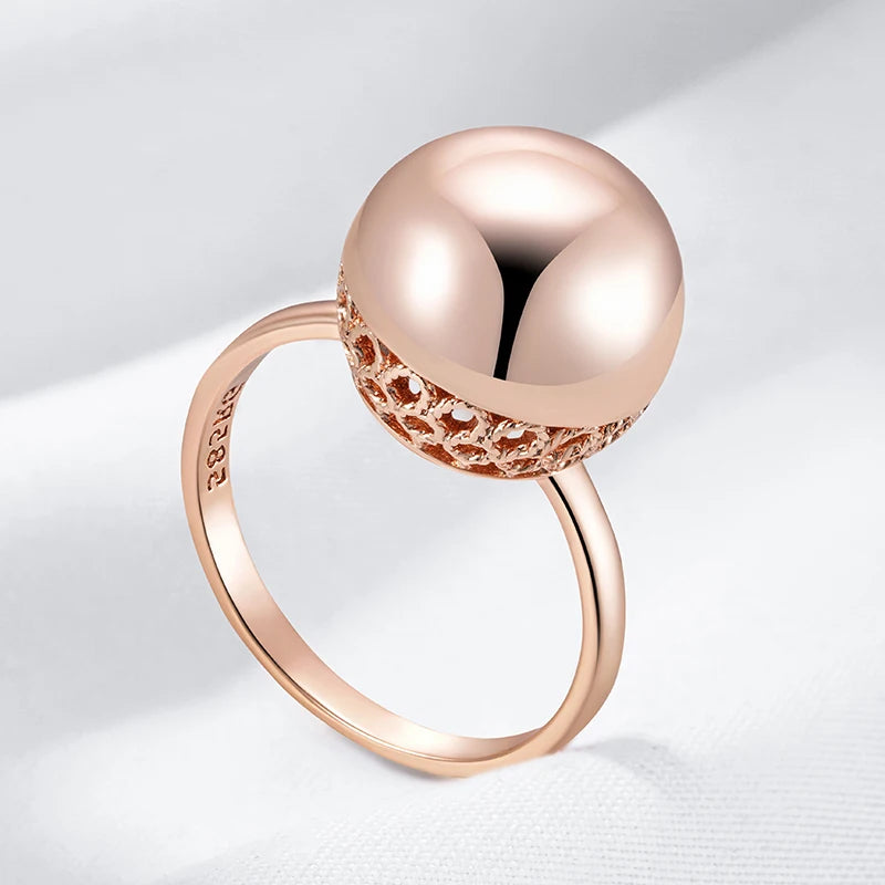 Statement Rose Gold Ball Ring - Glossy Wedding Band