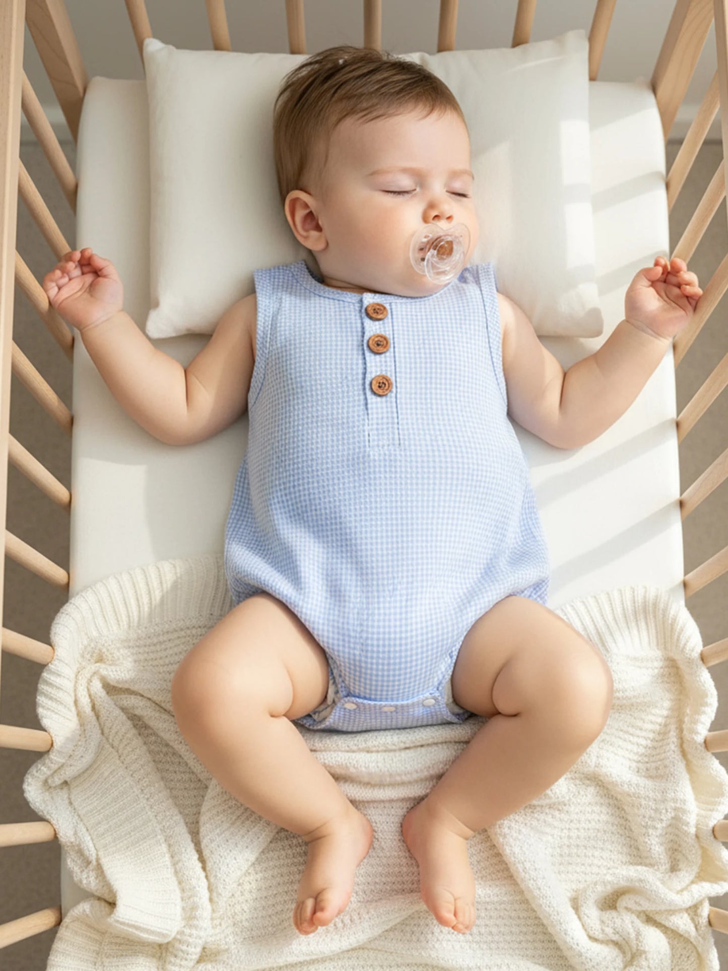 Baby Romper - Plaid Button-Down Sleeveless Jumpsuit (Unisex)