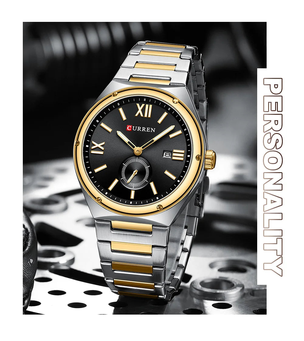 Premium Waterproof Business Watch - Luminous Date Display Stainless Steel Square Quartz