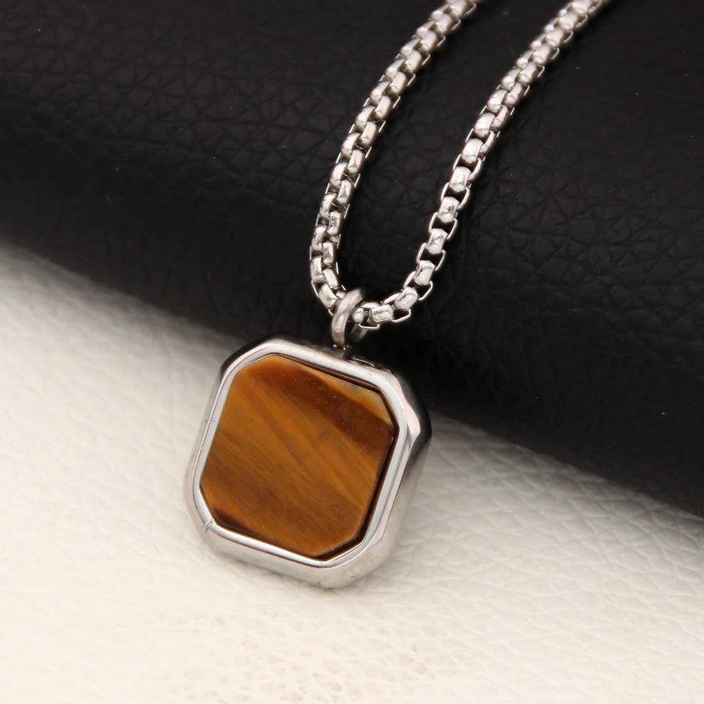 Geometric Square Polygon Pendant Necklace