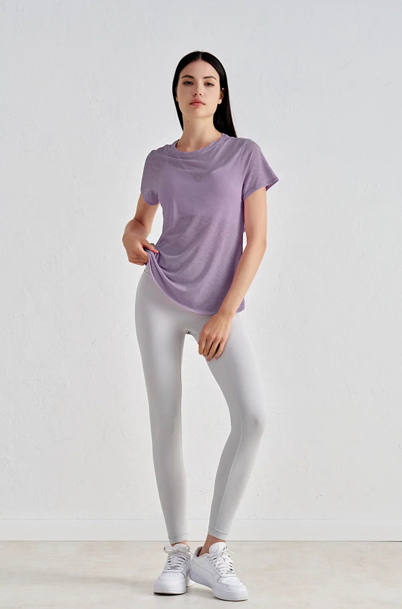 Polyester Sports T-Shirt - Breathable Yoga Running Fitness Top Plus Size