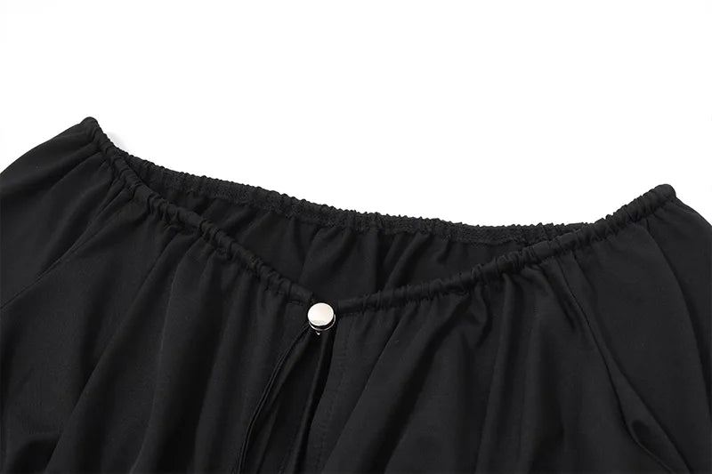 Women's Off Shoulder Tie Front Cropped Top with Cut Out Detail