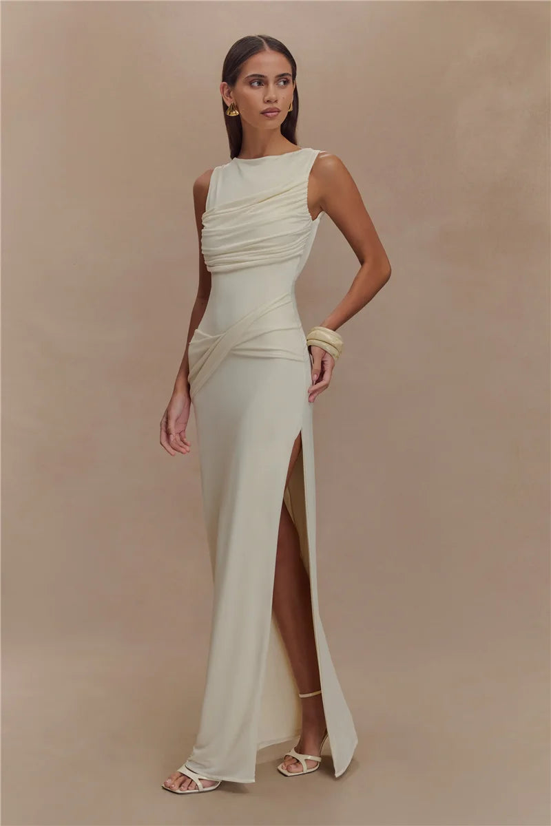 Backless Knit Tank Maxi Dress