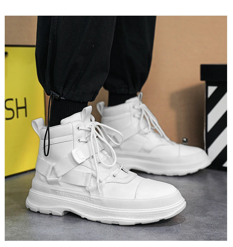 Men's High-Top Platform Sneakers - Casual Ankle Boots
