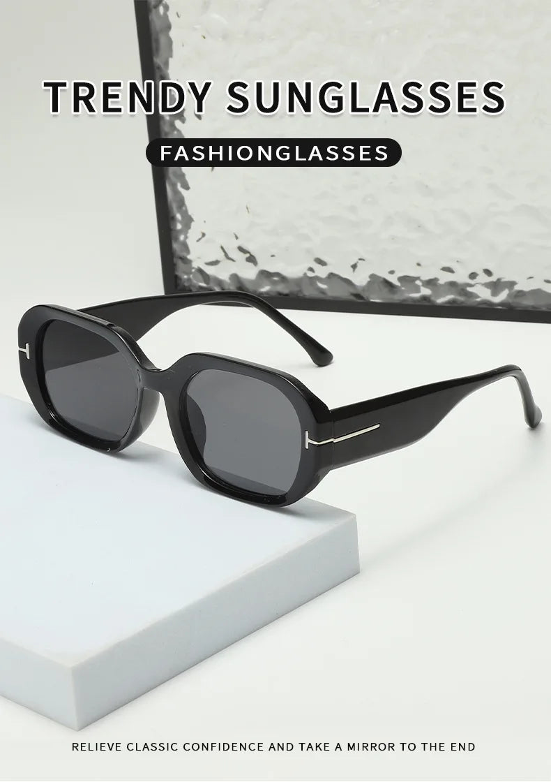 Women's Retro Rectangle Sunglasses - Vintage Small Frame Classic Eyewear