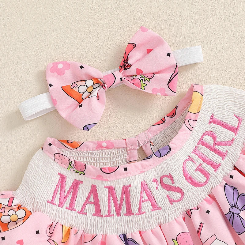 Baby Girls Summer Romper Set - Ruffles Fly Sleeve Letter Embroidery Jumpsuit