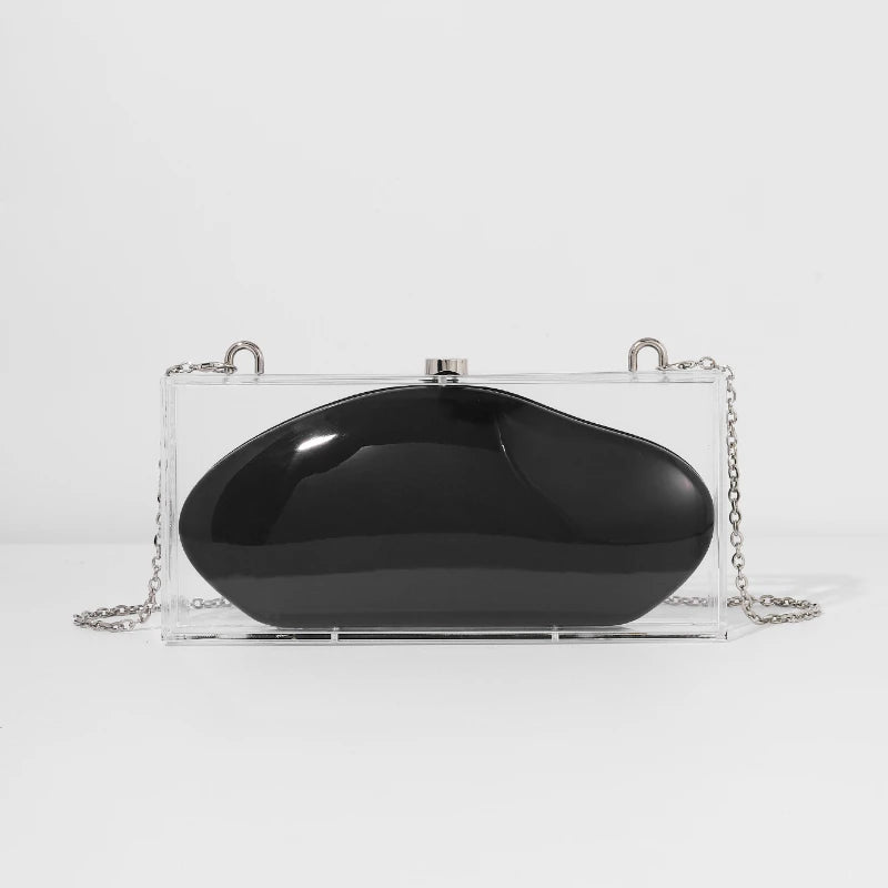 Women's Square Acrylic Chain Shoulder Bag – Elegant Clutch Crossbody Purse