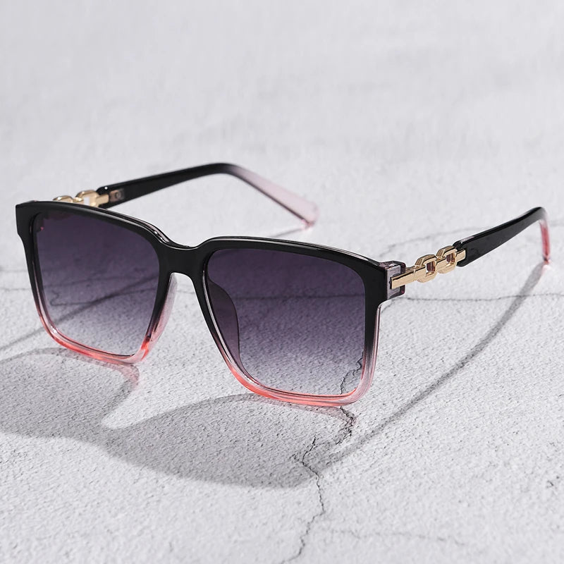 Pink Square Sunglasses - Small Full Frame Gradient Lens Vintage UV400 Women's Eyewear