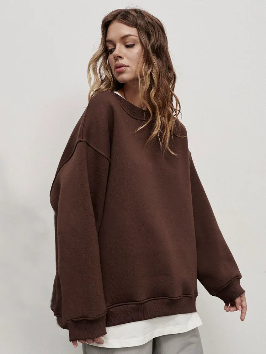 Women's Oversized Loose Pullover Fleece Sweatshirt