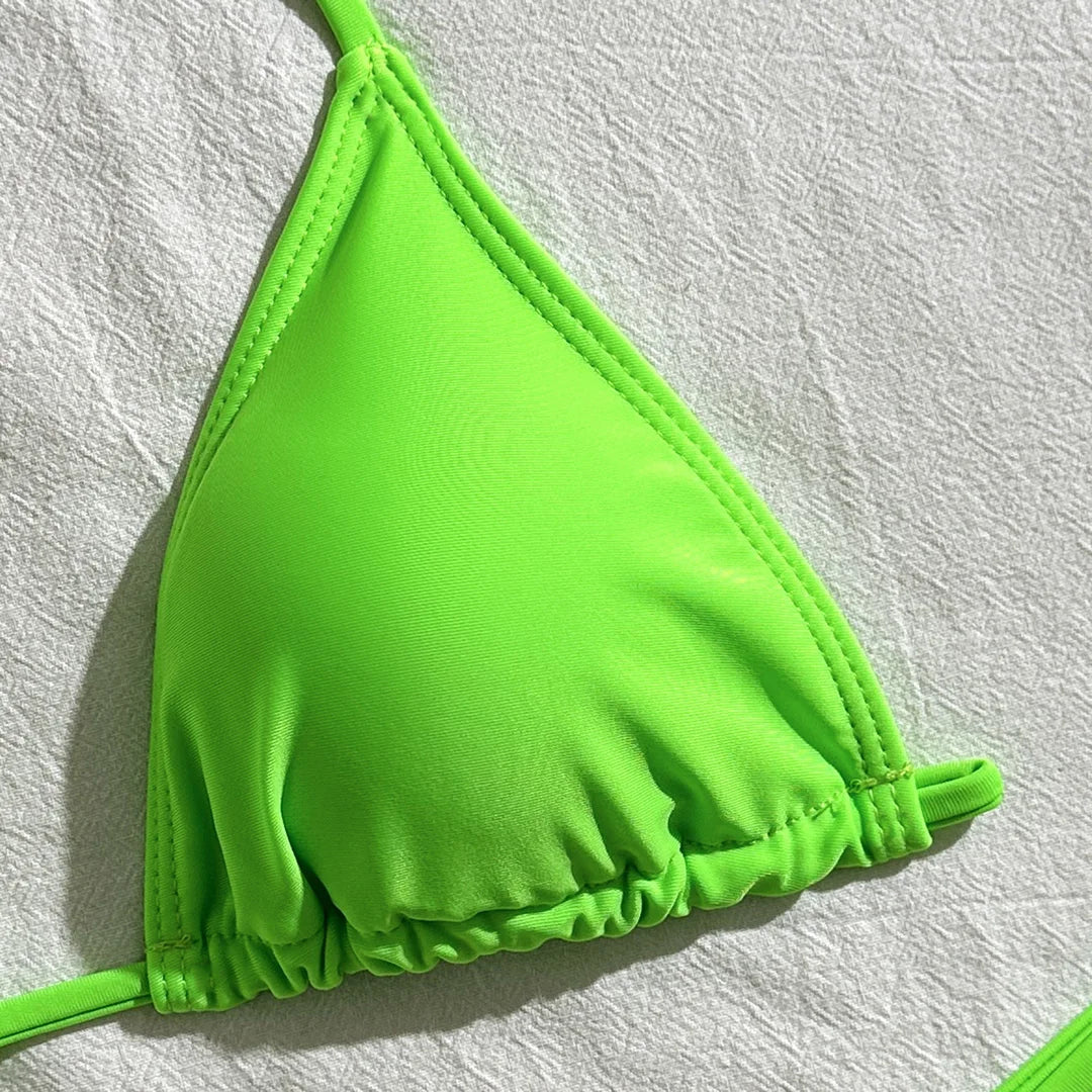 Women's Halter Bikini Set with Long Sleeve Cover-Up | Three-Piece Wire-Free Padded Swimwear