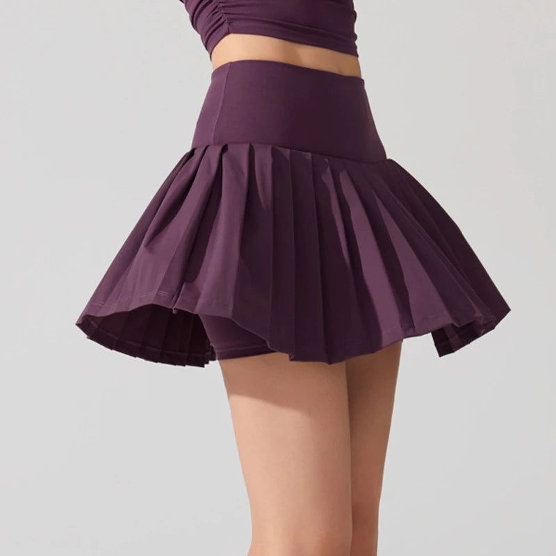 Women's 2-in-1 Tennis Skirt - Pleated Quick Dry Sports Skirt with Pockets