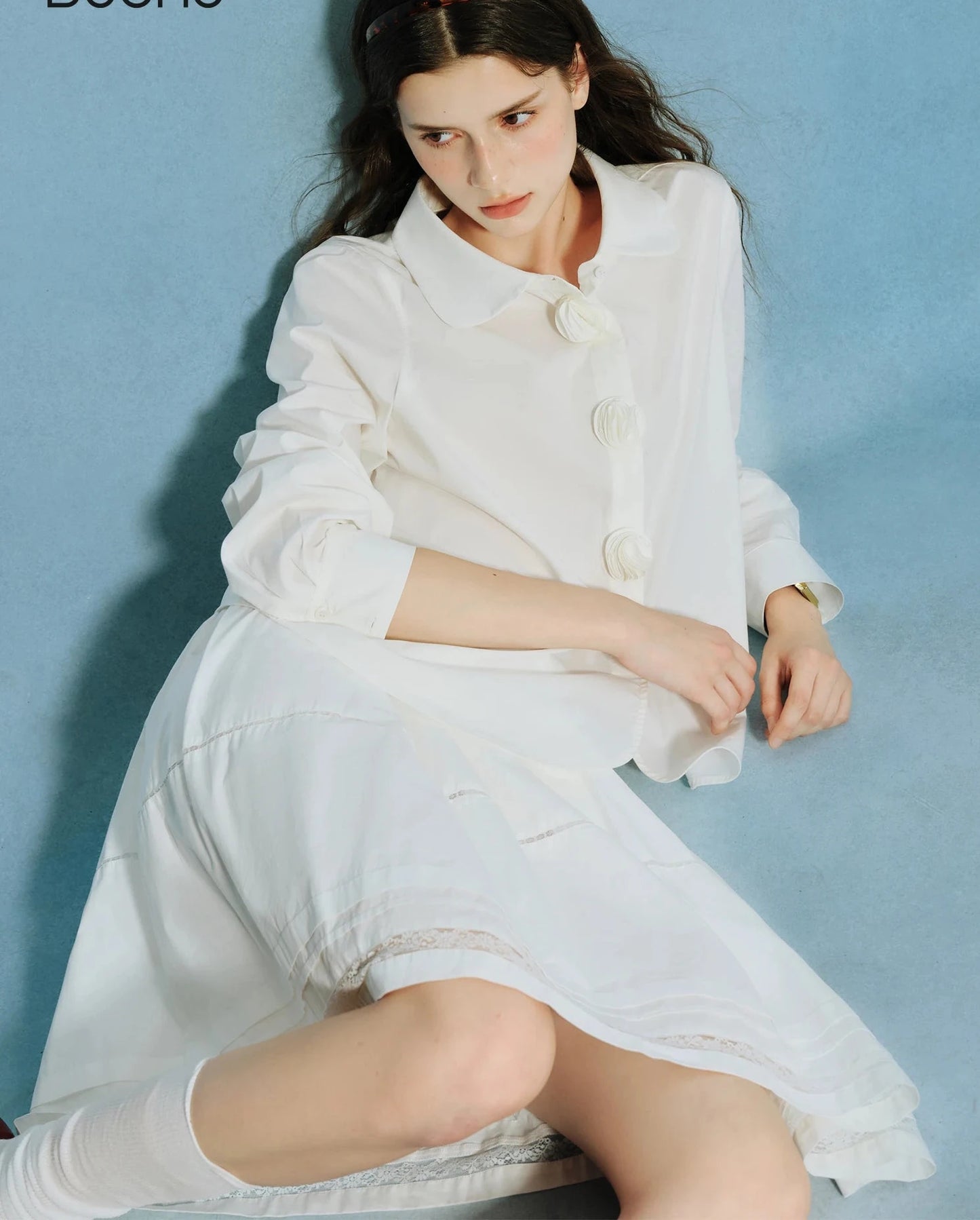 Plus Size Petal Design Shirt - French-Inspired Commuter Blouse